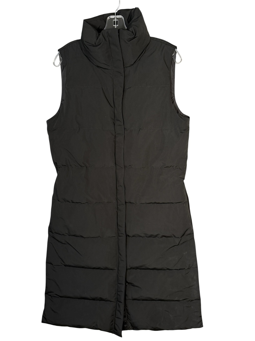 Theory Black Down Puffer Vest Midi Length Minimalist Quiet Luxury Layering M